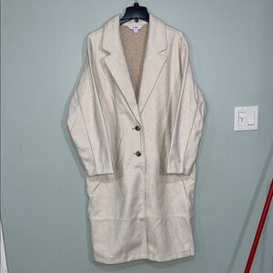 Elegant Soft brushed Overcoat Cream Women's Coat